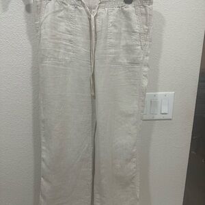 Caslon beige linen wide leg pants